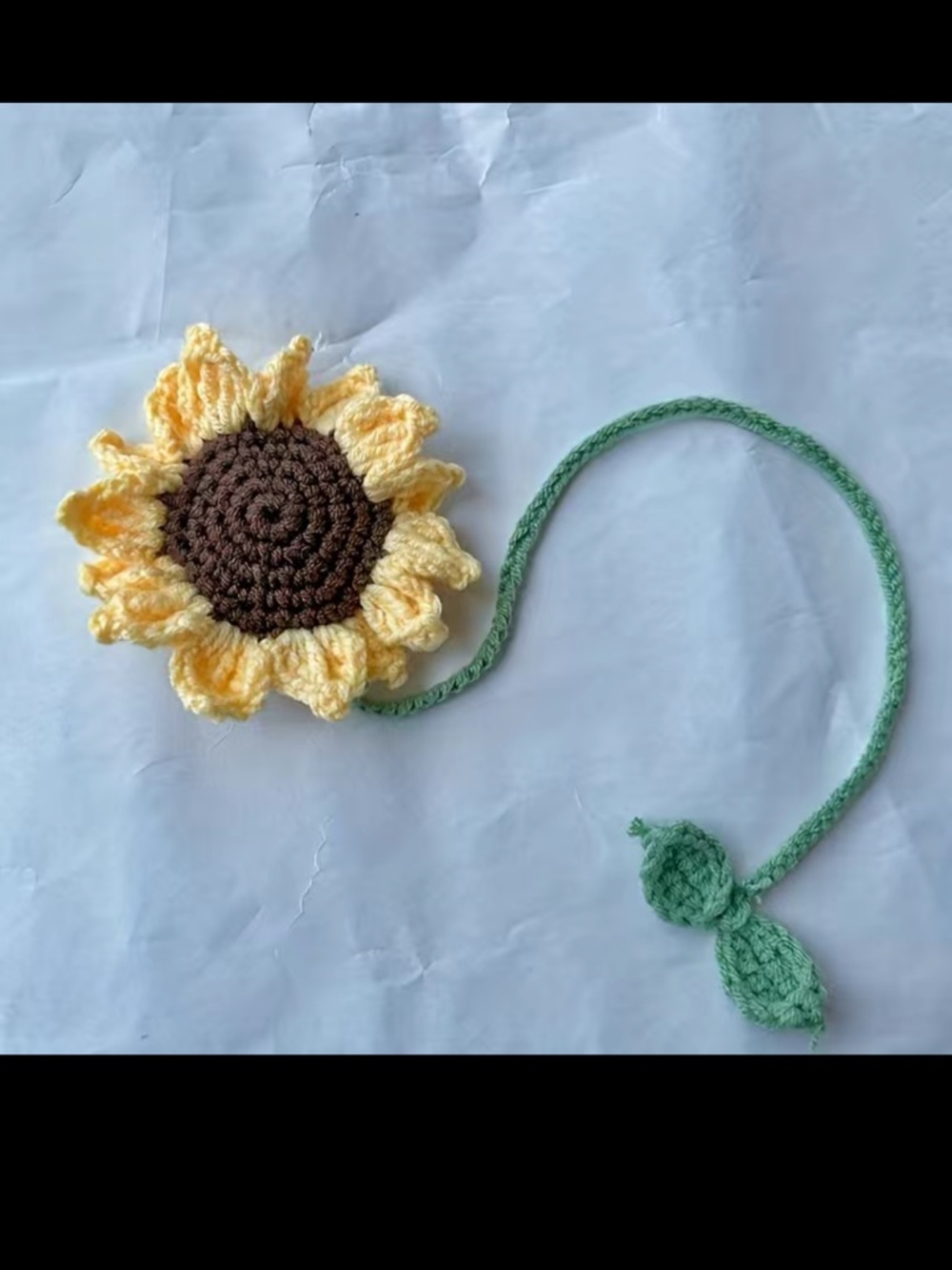 Crocheted Sunflower Bookmark - Yellow & Brown with Green Stem 🌻 - Picture 5 of 8